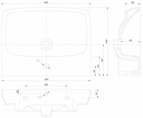 Geberit Selnova Square 60x48 cm mosdó szögletes, csaplyukkal 500.300.01.1