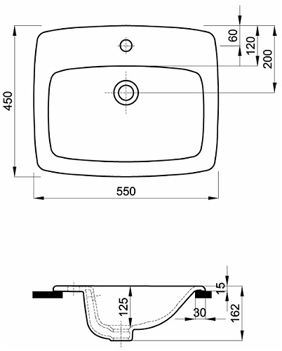 Geberit Selnova Square 55x45 cm beépíthető mosdó szögletes 500.306.01.1