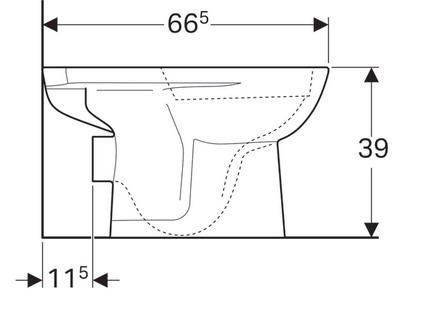 Geberit Selnova hátsó kifolyású monoblokkos Wc csésze, Rimfree, öblítőperem nélkül 500.283.01.1