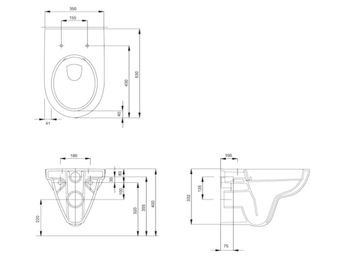 Geberit Selnova Pro Fali Wc ovális, Rimfree, perem nélkül 500.265.01.1 (500265011) (K)
