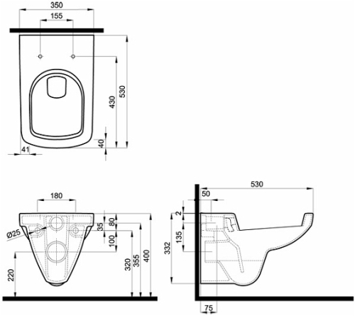 Geberit Selnova Square fali Wc szögletes 500.270.01.1 (500270011)