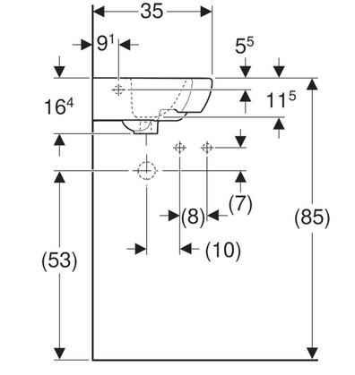 Geberit Selnova sarok kézmosó 500.326.01.1