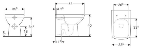 Geberit Selnova Square rimfree álló wc mélyöblítésű, falhoz illeszkedő 500.153.01.1