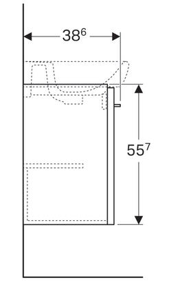 Geberit Selnova alsó szekrény kézmosóhoz, egy ajtóval 500.177.01.1