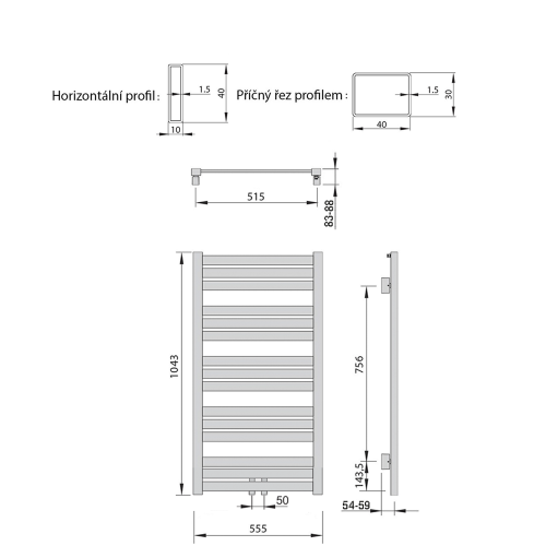 Sapho NEVEL 555x1043mm fürdőszobai radiátor, matt fehér NVX610