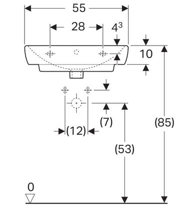 Geberit Selnova Square 55x44 cm mosdó csaplyukkal 500.290.01.1