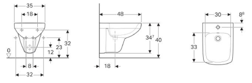 Geberit Selnova Square fali bidé 500.272.01.1
