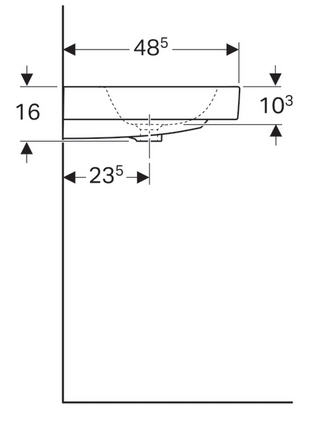 Geberit iCon 90x48,5 cm mosdó pakolófelülettel és dekor tállal, jobb pakolóval 124190000