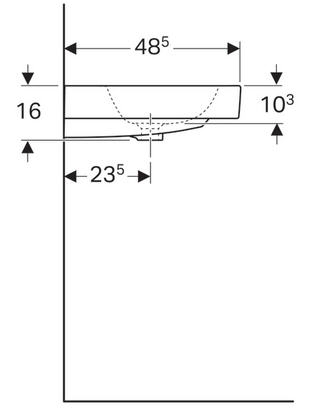 Geberit iCon 90x48,5 cm mosdó pakolófelülettel és dekor tállal, bal pakolóval 124195000