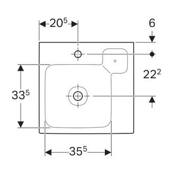 Geberit iCon 50x48,5 cm mosdó pakolófelülettel és dekor tállal, jobb pakolóval 124050000
