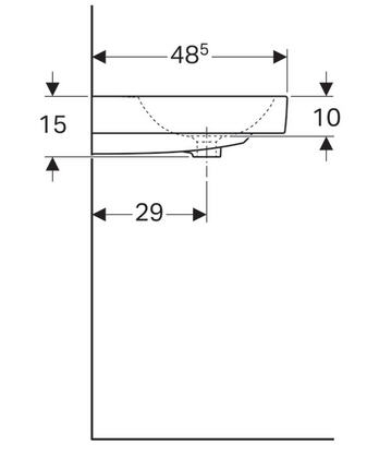 Geberit iCon 50x48,5 cm mosdó pakolófelülettel és dekor tállal, jobb pakolóval 124050000