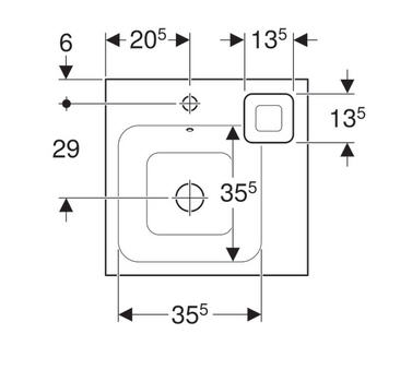 Geberit Icon 55x48,5 cm pultra ültethető mosdó jobb oldali dekoratív tálkával 124550000