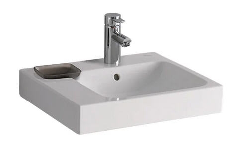 Geberit Icon 50x48,5 cm pultra ültethető mosdó bal oldali dekoratív tálkával 124650000