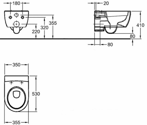Geberit (Keramag) Icon fali WC Rimfree, öblítőperem nélkül 204060000