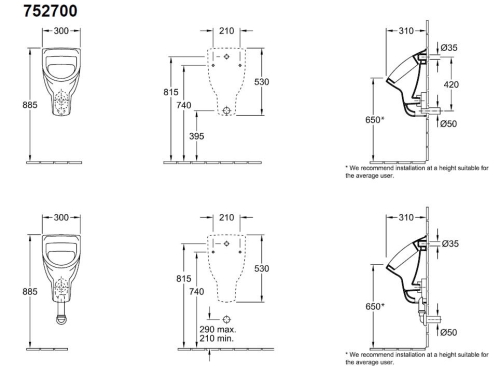 Villeroy & Boch O.novo hátsó bekötésű vizelde 75270001 (7527 00 01)