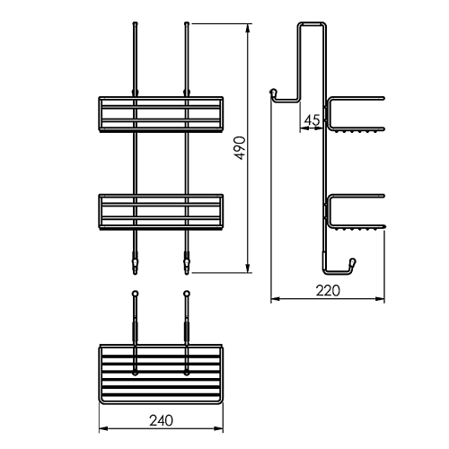 Sapho AQUALINE CHROM LINE rácsos polc zuhanyzóba, króm 2485