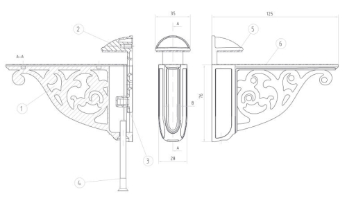 Sapho polctartó (db), antik bronz LL009