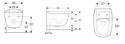 Geberit Citterio fali WC mélyöblítésű, Rimfree Keratect felület 500.510.01.1