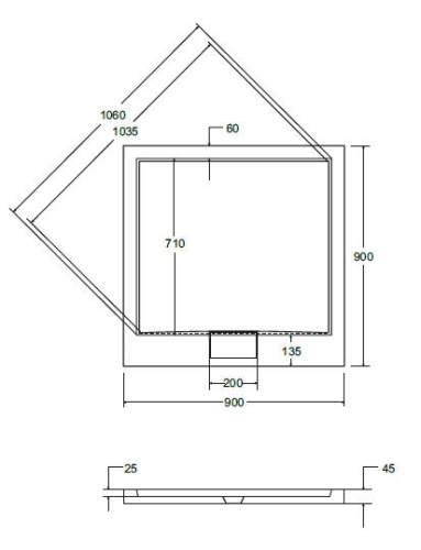 Besco Axim Ultraslim 90x90 cm zuhanytálca