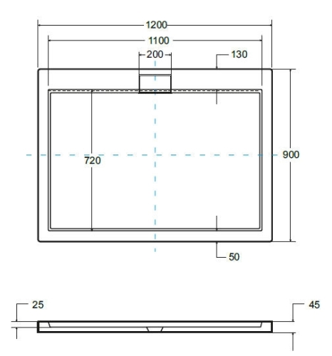 Besco Axim Ultraslim 120x90 cm zuhanytálca