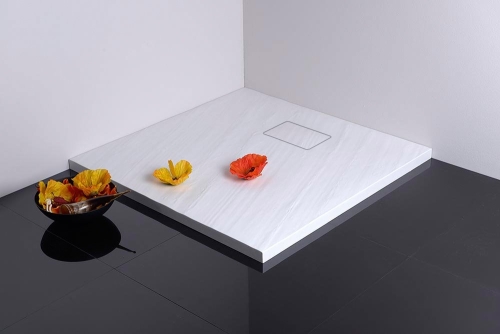 POLYSAN ACORA 80x80x3,5cm öntöttmárvány zuhanytálca, fehér AC001