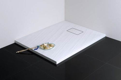 POLYSAN ACORA 100x80x3,5cm öntöttmárvány zuhanytálca, fehér AC003
