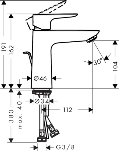 Hansgrohe Talis E egykaros mosdócsaptelep 110 CoolStart automata lefolyó-garnitúrával, polírozott arany hatású 71713990