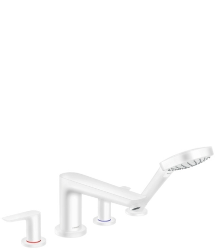 Hansgrohe Talis E 4-lyukú peremre szerelhető kádcsaptelep, matt fehér 71748700