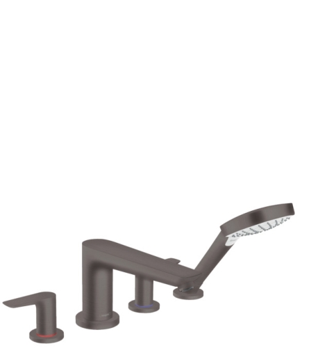 Hansgrohe Talis E 4-lyukú peremre szerelhető kádcsaptelep, szálcsiszolt fekete króm 71748340