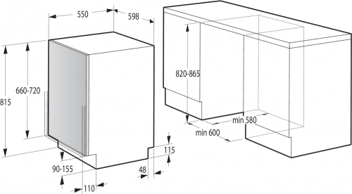 Gorenje beépíthető mosogatógép, GV62010