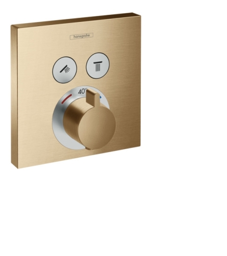 Hansgrohe ShowerSelect termosztát falsík alatti szereléshez, 2 fogyasztóhoz, szálcsiszolt bronz 15763140