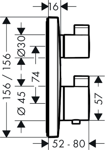 Hansgrohe Ecostat Square Termosztát falsík alatti szereléshez, 2 fogyasztóhoz, matt fehér 15714700