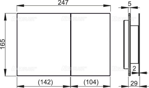 Alcaplast AIR LIGHT nyomólapok hattérvilágítással, előtétfalas rendszerekhez, fém-matt