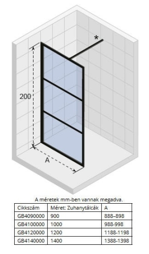 Riho Grid GB400 90 cm zuhanyfal, fekete (GB4090000) G004042121