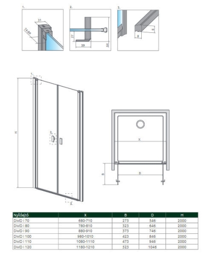 Radaway Nes DWD I 120 cm-es zuhanyajtó 10027120-01-01