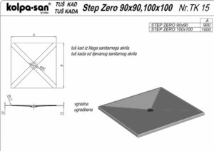 Kolpa-San Step Zero 90x90 zuhanytálca 596150