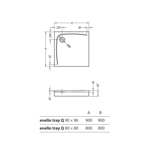 Kolpa-San Evelin Tray Q 90x90/O előlapos zuhanytálca 593040