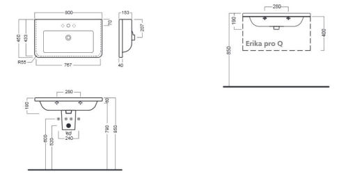 Hatria Erika Pro Q 80x45 cm mosdó YXE901