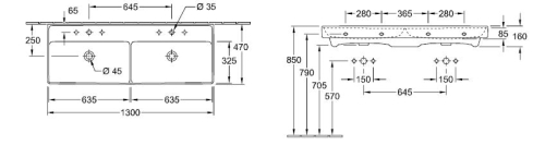 Villeroy & Boch Collaro 130x47 cm mosdó 4A34D401 (4A34 D4 01)