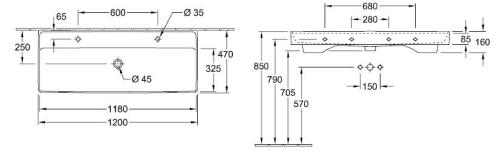 Villeroy & Boch Collaro 120x47 cm mosdó CeramicPlus felülettel 4A33C4R1 (4A33 C4 R1)
