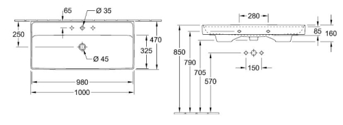 Villeroy & Boch Collaro 100x47 cm mosdó 4A33A501 (4A33 A5 01)