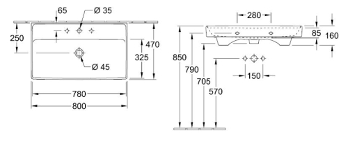 Villeroy & Boch Collaro 80x47 cm mosdó CeramicPlus felülettel 4A3380R1 (4A33 80 R1)
