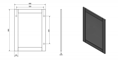 Sapho AQUALINE FAVOLO 60x80 cm keretes tükör, matt fehér FV060