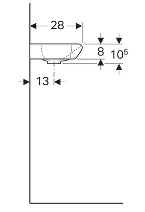 Geberit myDay 40x28 cm kézmosó balos csaplyukkal Keratect felülettel 125440600