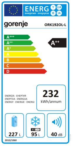 Gorenje ORK192OL kombinált hűtőszekrény