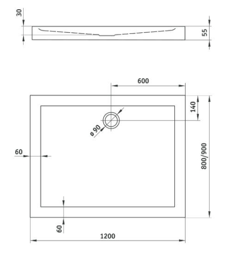 Deante Minimal 90x120 cm téglalap alakú zuhanytálca KTN 043B