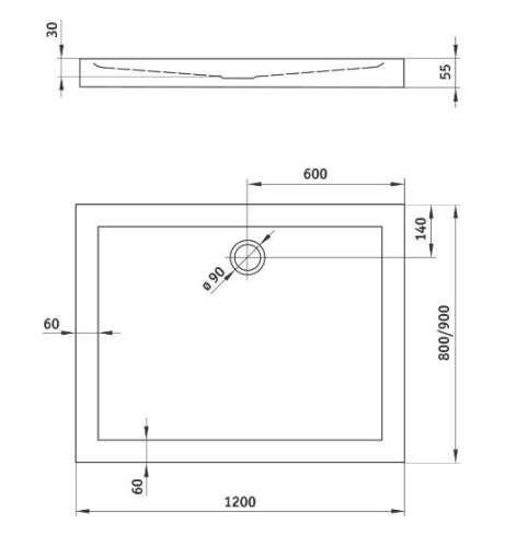 Deante Minimal 80x120 cm téglalap alakú zuhanytálca KTN 044B