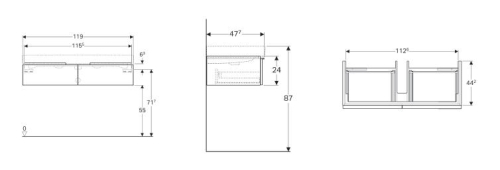 Geberit iCon alsó szekrény mosdóhoz 120 cm szélességtől, két fiókkal Melaminos faszerkezet/Természetes tölgy 841122000