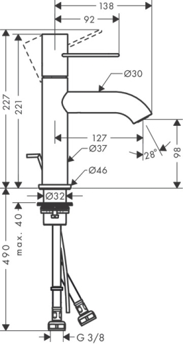 Hansgrohe AXOR Uno egykaros mosdócsaptelep 100 loop fogantyúval automata lefolyóval, króm 38023000