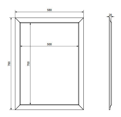 Sapho ROMINA tükör fa kerettel, antik bronz 580x780mm NL392